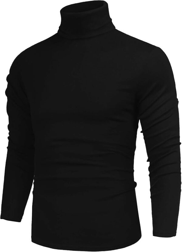 Poriff Men's Casual Slim Fit Basic Tops Knitted Lightweight Turtleneck Pullover Sweate