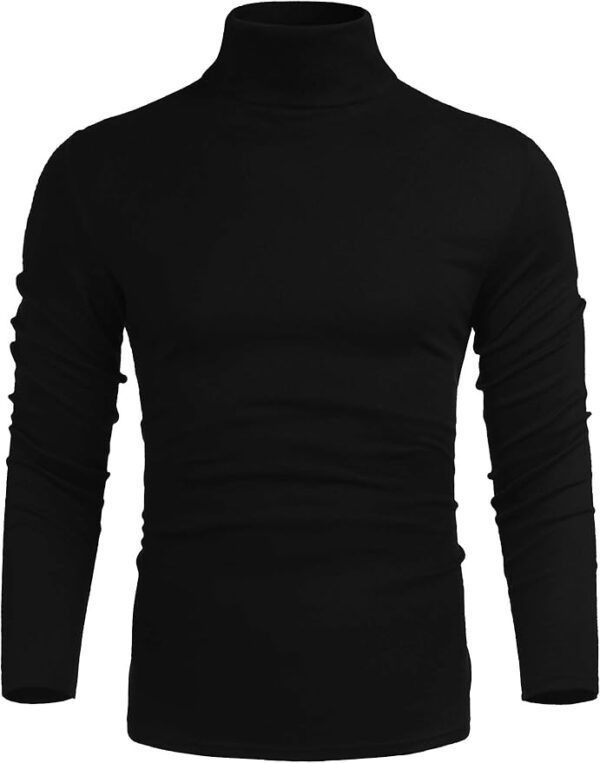 Poriff Men's Casual Slim Fit Basic Tops Knitted Lightweight Turtleneck Pullover Sweate - Image 2