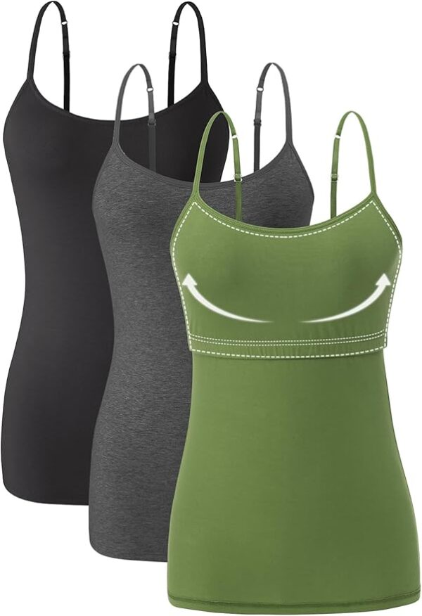 Orrpally Women Cotton Camisole Shelf Bra Cami Tank Tops Adjustable - Image 2