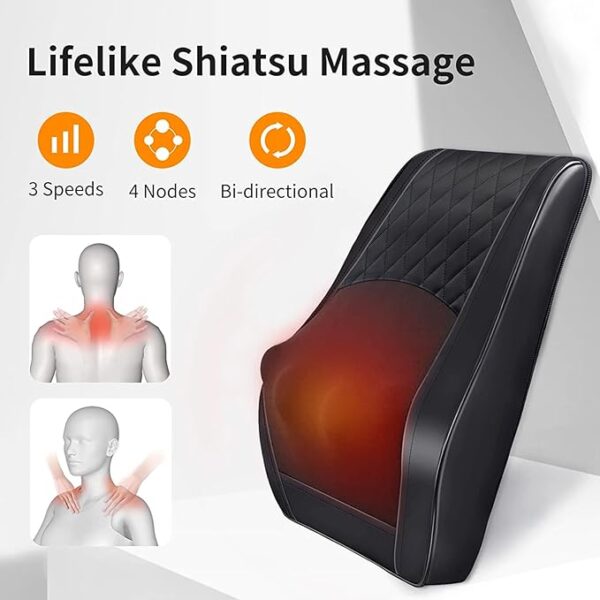 Boriwat Back Massager with Heat, Massagers for Neck and Back, 3D - Image 2