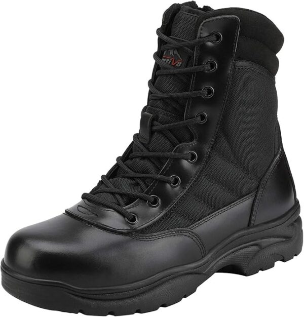 NORTIV 8 Men's Military Tactical Work Boots Side Zipper Leather