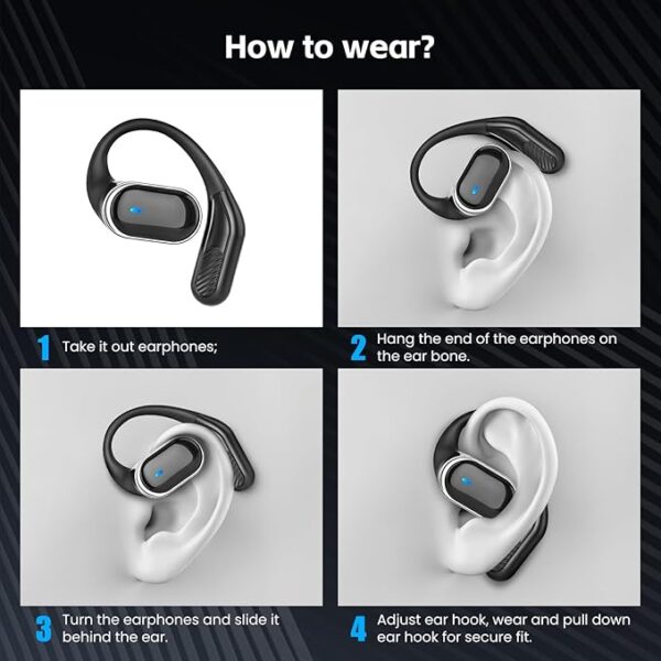 Wireless Earbuds, Open Ear Headphones, Bluetooth 5.3 Stereo Sound Ear Buds, Headset with LED Digital Display - Image 2