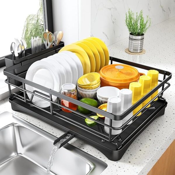 Dish Drying Rack for Kitchen Counter - Large Dish Rack with Drainboard, - Image 2