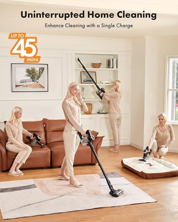 Cordless Vacuum Cleaner, 8-in-1 Lightweight Stick Vacuum with 45mins Runtime, Powerful Suction - Image 2