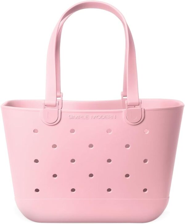 Simple Modern Beach Bag Rubber Tote | Waterproof Large Tote Bag with Zipper Pocket for Beach, Pool Boat, Groceries, Sports | Getaway Bag Collection | Blush