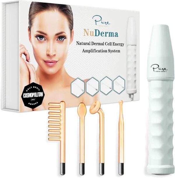 "NuDerma Handheld Skin Therapy Wand Machine w/Neon – Anti-Aging - Skin Tightening - Wrinkle Reducing - Dark Circles – Clarifying - Hair & Scalp Stimulator