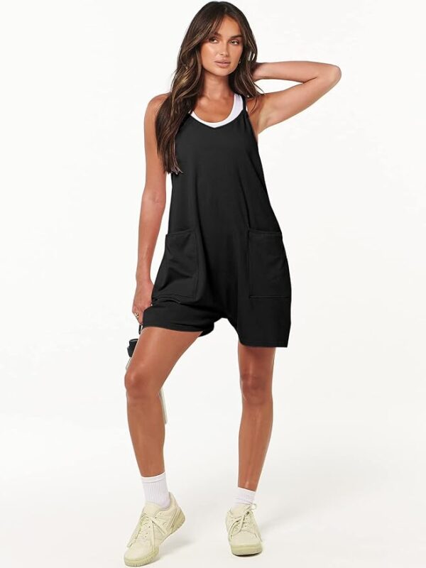 ANRABESS Womens Summer Casual Sleeveless Romper Loose Spaghetti Strap Overalls Shorts Jumpsuit with Pockets 2025 Clothes - Image 2