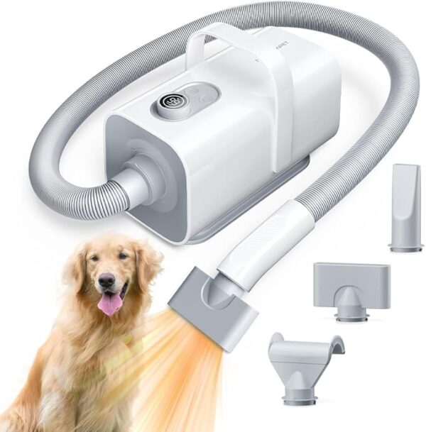 HomeRunPet Dog Dryer for Grooming, Ultra Quiet Dog Blow Dryer High-Velocity Dog Hair Dryer with 99 Speed & 3 Temperature Settings, 6.5ft Long Hose & LED Display, Perfect for Small, Large Dogs