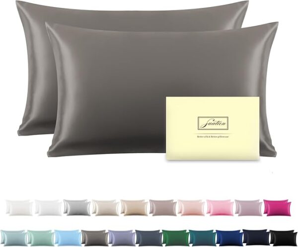 Silk Pillowcase for Hair and Skin,Soft,Breathable and Sliky 100% Standard Size Pillow Cases Set of 2,Both Sides Natural Mulberry Silk Pillowcases with Hidden Zipper(Standard Size 20"X 26",2pcs)