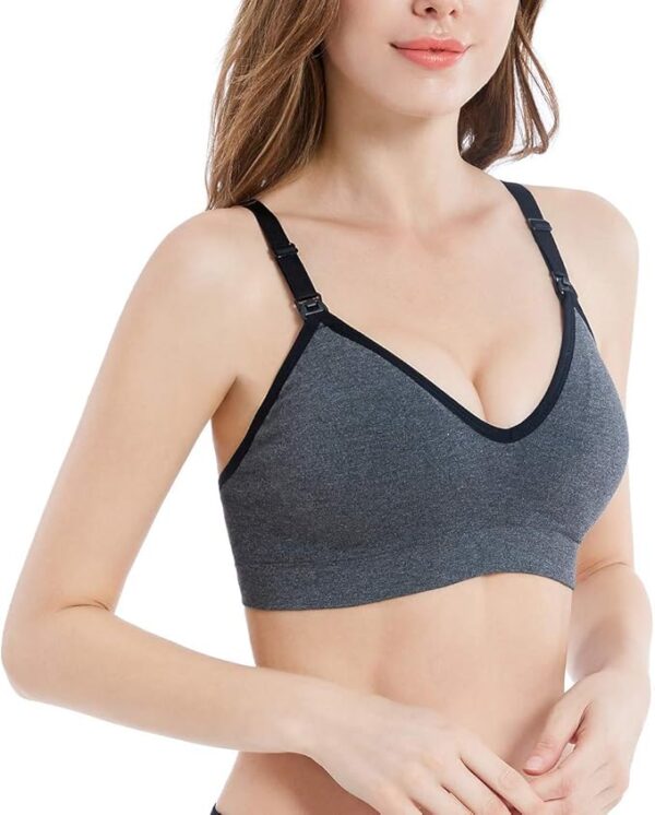 Suekaphin Nursing Bra 5pack Wireless V Neck Maternity Nursing Bra Bralette Low Cut Sleeping Breastfeeding with Extenders - Image 2