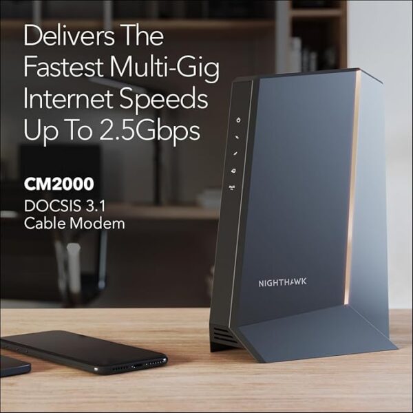 NETGEAR Nighthawk Multi-Gig Cable Modem (CM2000) - Compatible With All Cable Providers Incl. Xfinity, Spectrum, Cox - For Cable Plans up to 2.5Gbps - DOCSIS 3.1 - Image 2