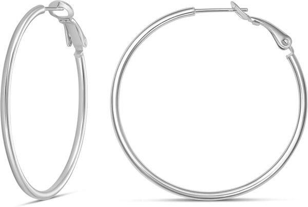 Amazon Essentials Sterling Silver or Gold plated Lightweight Paddle Back Hoop Earrings (previously Amazon Collection)