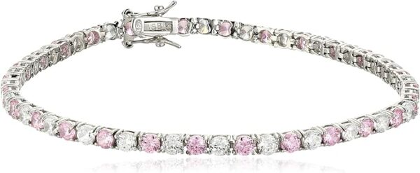 Amazon Essentials Sterling Silver Alternating Stone Prong Set AAA Cubic Zirconia Tennis Bracelet (previously Amazon Collection)