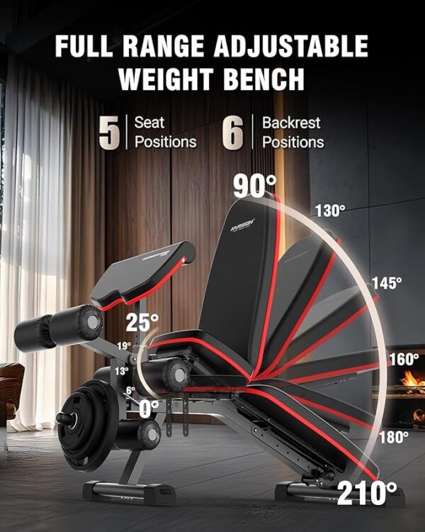 HARISON Adjustable Weight Bench with Leg Extension and Preacher Pad, Workout Bench Press for Home Gym Strength Training, Flat Incline Decline Sit Up Bench 1000LBS Capacity - Image 2