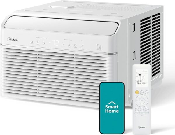 Midea MAW08HV1CWT EasyCool Smart Inverter Air Conditioner Window Unit with Heat, 8,000 BTU, White