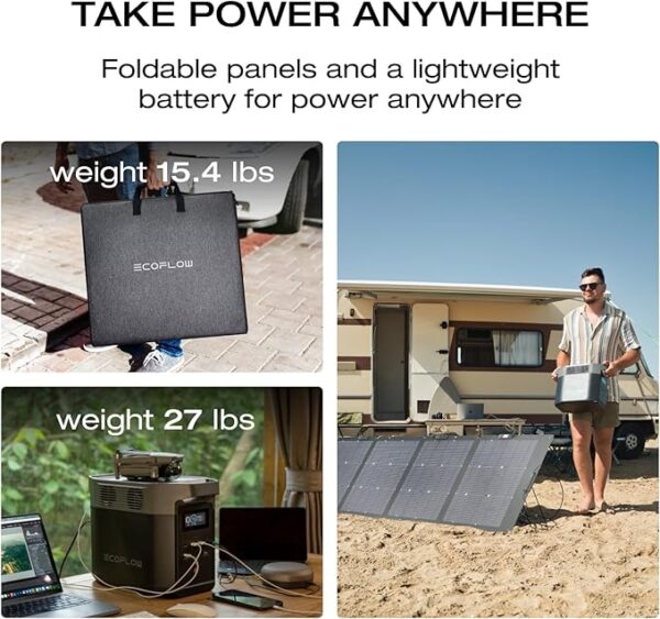 EF ECOFLOW Solar Generator DELTA2 with 220W Solar Panel, LFP(LiFePO4) Battery, Fast Charging, Portable Power Station for Home Backup Power, Camping & RVs - Image 2
