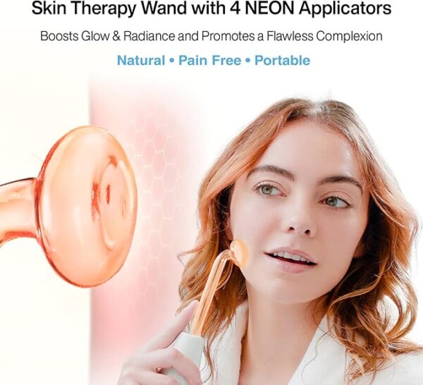 "NuDerma Handheld Skin Therapy Wand Machine w/Neon – Anti-Aging - Skin Tightening - Wrinkle Reducing - Dark Circles – Clarifying - Hair & Scalp Stimulator - Image 2