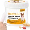 Dental Care Finger Wipes for Dogs & Cats, Reduces Plaque & Tartar Freshens Breath, Pre-Soaked Pet Teeth Wipes, Easy to Use Disposable Oral Cleaning Pads, Peanut Flavor