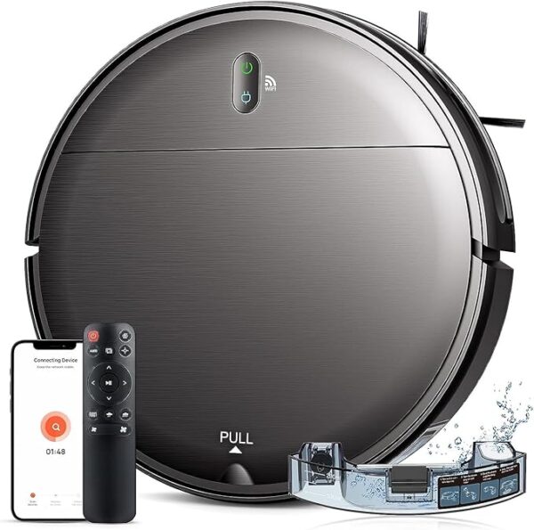 MAMNV Robot Vacuum and Mop Combo, WiFi/App, Robotic Vacuum Cleaner with Schedule, 2 in 1 Mopping Robot Vacuum with Watertank and Dustbin, Self-Charging, Slim, Ideal for Hard Floor, Pet Hair, Carpet