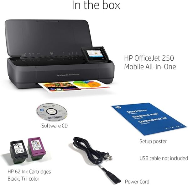 HP OfficeJet 250 All-in-One Portable Printer with Wireless & Mobile Printing, Works with Alexa (CZ992A) Black - Image 2