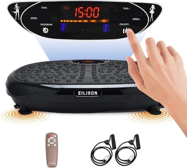 EILISON FIRMHOLD Handle Vibration Plate Exercise Machine for Lymphatic Drainage- Whole Body Workout Vibration Platform 350lbs for Beginners & Recovery, Body Shape Machine for Tonning (Handle Brown)