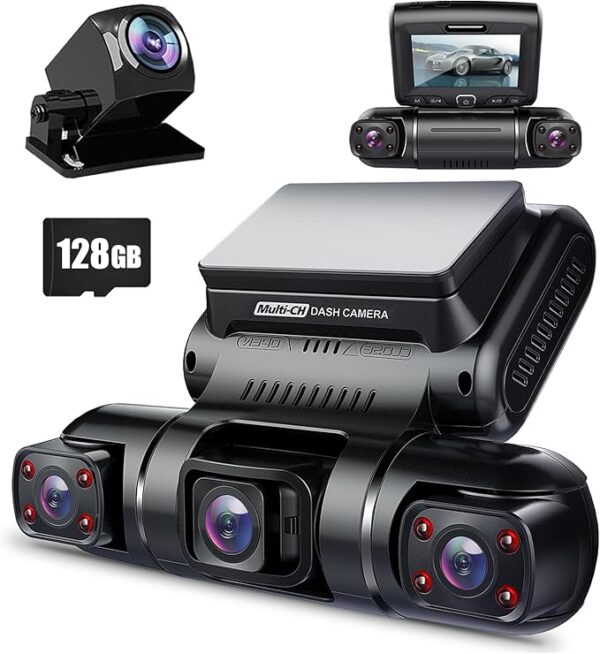 PRUVEEO 360 Degree View 4 Channel Dash Cam Front and Rear Inside Left Right