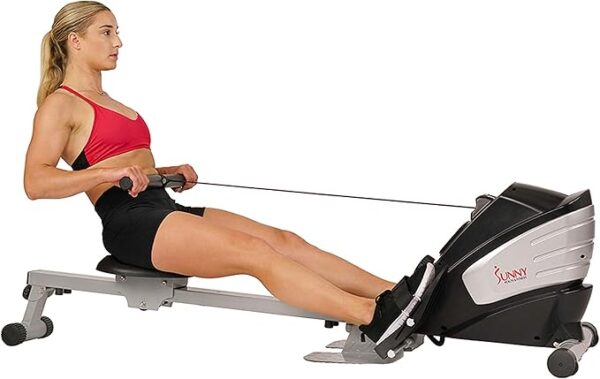 Sunny Health & Fitness Rowing Machine for Low Impact Full Body Workouts, Optional Magnetic Rower or Air Rower with Exclusive Free SunnyFit App and Smart Connectivity