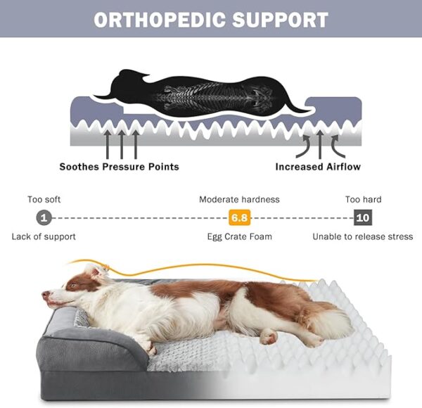 INVENHO Orthopedic Dog Bed - XL Washable Dog Sofa Bed with Egg-Crate Foam, Waterproof Lining and Nonskid Bottom - Image 2