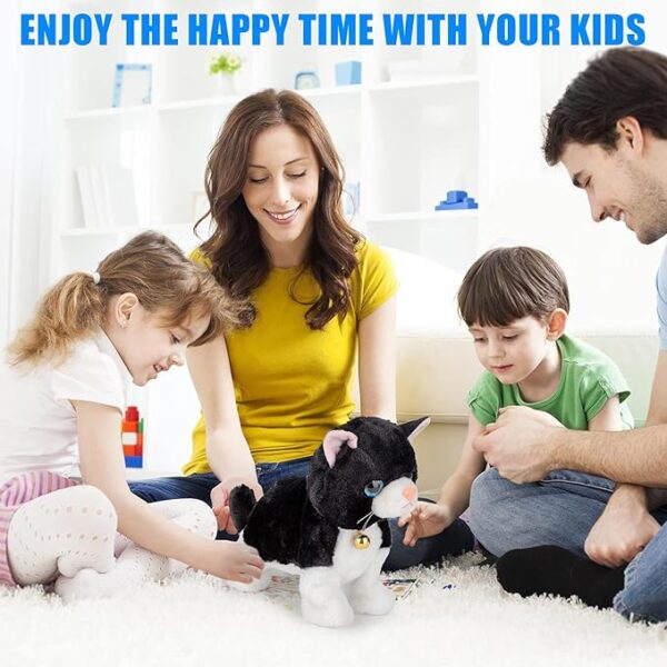 Smalody Interactive Electronic Plush Toy - Upgrade with LED Light Eyes Animated Sound Control Electronic Pet, Robot Cat Kitten Toys Gifts for Boys & Girls Kids Birthday Christmas (Black) - Image 2