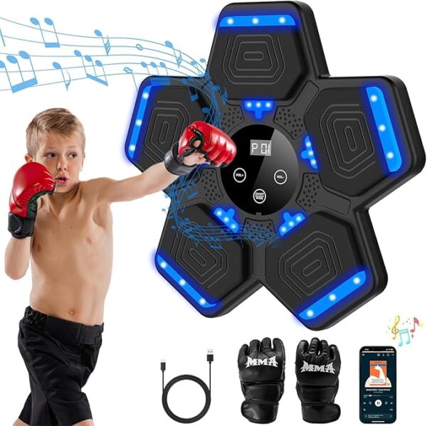 2025 Music Boxing Machine for Adults and Kids, Smart Bluetooth Boxing Machine with Boxing Gloves Wall Mounted, Music Boxing Target Workout Punching Equipment for Home(Upgrade)