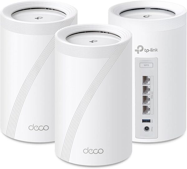 TP-Link Tri-Band WiFi 7 BE10000 Whole Home Mesh System (Deco BE63) - 6-Stream 10 Gbps, 4X 2.5G Ports Wired Backhaul, 4X Smart Internal Antennas, VPN, AI-Roaming, MU-MIMO, HomeShield (3-Pack)