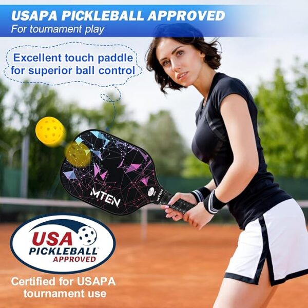 Pickleball Paddles, USAPA Approved Fiberglass Surface Pickleball Set with Pickleball Rackets, Pickleball Paddles Set ​for Men Women - Image 2