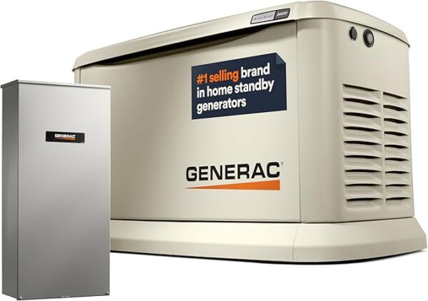 Generac Guardian 26kW Home Standby Generator with 200 Amp Transfer Switch, Durable All Aluminum, WiFi Enabled with G-Force Engine, Easy to Use, Whole House Power Backup, Smart Outage Solution - Bisque
