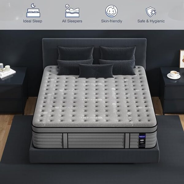 DIFAME King Size Mattress, 12 Inch Gel Memory Foam Hybrid Firm King Bed Mattress in a Box, Pressure & Back Pain Relief, Individually Pocket Spring, Edge Support, 100-Night Trial, CertiPUR-US - Image 2