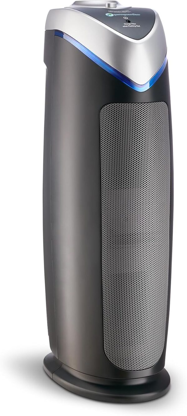 GermGuardian 4-In-1 HEPA Air Purifier for Home, Large Rooms Up To 743 Sq. Ft. with HEPA Air Filter, UC-V Light & Odor Reduction, AC4825E, 22" Tower, Gray