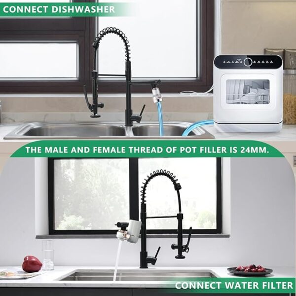 Fapully Black Kitchen Faucet,Commercial Pull Down Kitchen Sink Faucet with Sprayer - Image 2