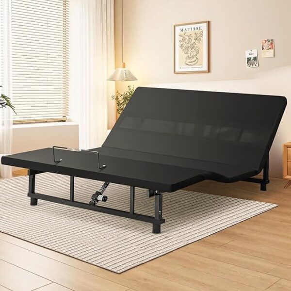 King Size Adjustable Bed Frame with Quiet Motor - Head & Foot Incline, Zero Gravity, Wireless Remote Control, Easy Installation (79" L x 74" W x 12.72" H)