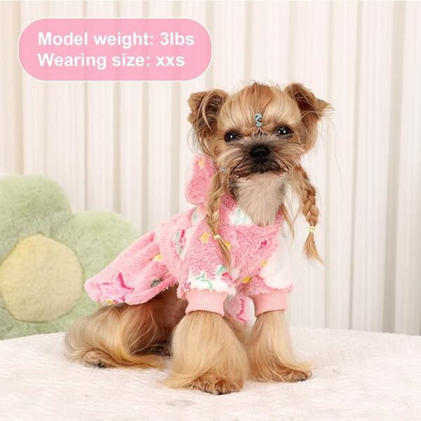 Dog Sweater Dress for Small Dogs Girl Night Glow Small Dog Sweater Female Soft Warm Fleece Dog Sweater Cute Puppy Clothes Hoodie Pet Dress Outfit Apparel for Chihuahua Yorkie, Rainbow Pink - Image 2
