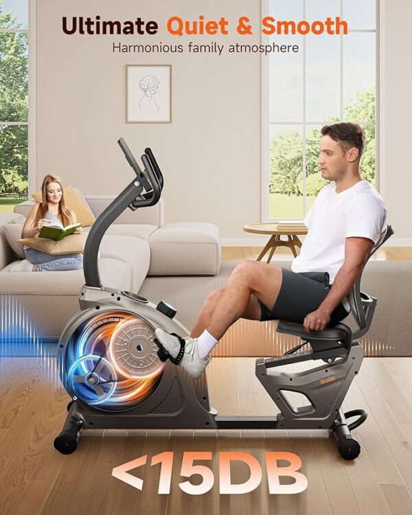 Niceday Recumbent Exercise Bike, Recumbent Bike for Home, Recumbent Stationary Bike 400LBS Weight Capacity, Magnetic Recumbent Bike with Smart APP, LCD Monitor, Heart Rate Handle - Image 2