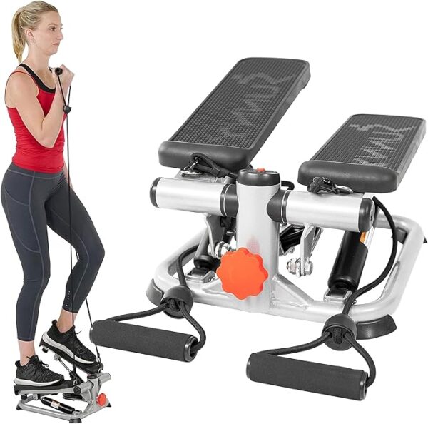 Sunny Health & Fitness Mini Steppers for Exercise at Home, Stair Step Workout Machine, Full Body Cardio Equipment, with Optional Free SunnyFit App Connection and Resistance Band