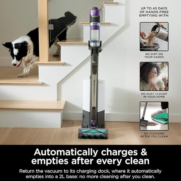 Shark Cordless Vacuum Cleaner with HEPA Filter, PowerDetect Clean & Empty, Powerful Suction, Auto-Empty System, Pet Hair Pickup, Carpets & Hardfloor, Dark Gray, IP3251 - Image 2