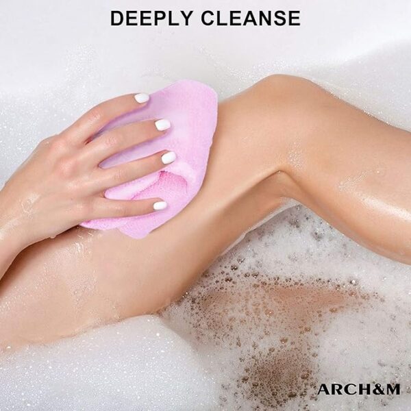 ARCH&M Exfoliating Washcloth Body Scrubber Back Scrubber for Shower Japanese Beauty Washcloth Bath Wash Cloth Korean Exfoliation Luffah Towel Net Sponge Loofah Body Scrub 3 Pack - Image 2