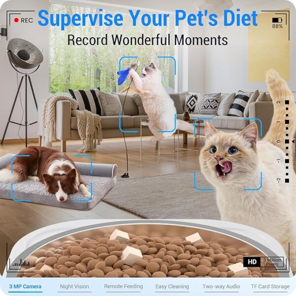 Automatic Cat Feeder with 2K Camera: 5G WiFi Automatic Dog Feeder with Night Vision,Cat Food Dispenser with 7L Large Food Storage Container for Multiple Pet,Detachable for Easy Clean -29 Cup - Image 2