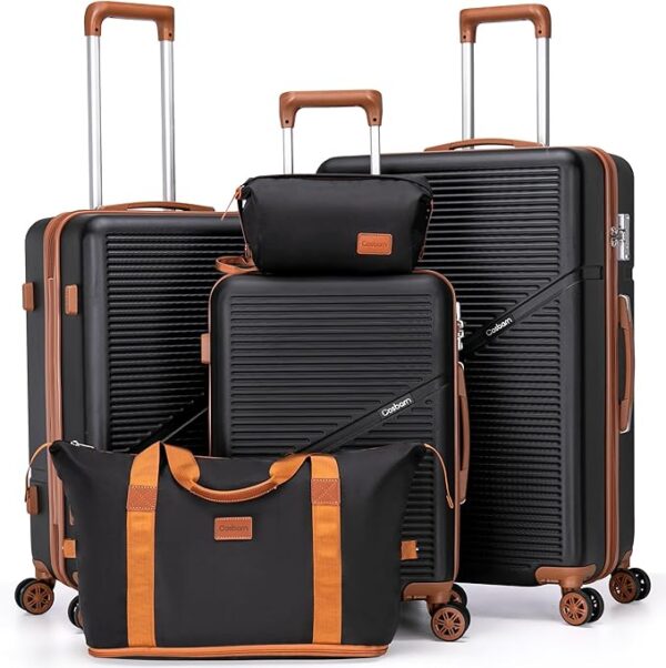 5-Piece Luggage Set 22x14x9 Airline Approved, ABS Hard Case Suitcases with Spinner Wheels, TSA Lock, Durable Waterproof Travel Luggage