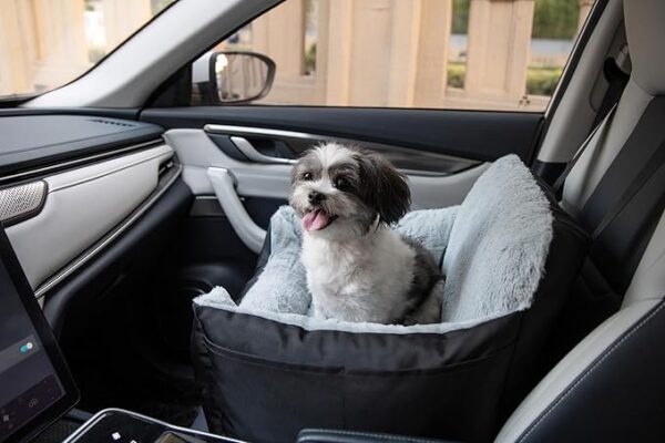 Best Pet Supplies Dog Pet Booster Seat, Dog Car Seats for Small Dogs & Medium Dogs, Soft Plush Cushion with Comfortable Bedding, Secure Straps, and Tall Pillow, Blac