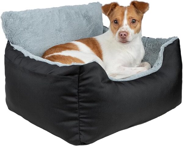 Best Pet Supplies Dog Pet Booster Seat, Dog Car Seats for Small Dogs & Medium Dogs, Soft Plush Cushion with Comfortable Bedding, Secure Straps, and Tall Pillow, Blac - Image 2