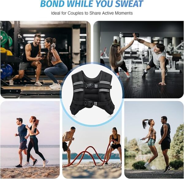 ZELUS Weighted Vest, 6lb/8lb/12lb/16lb/20lb/25lb/30lb Weight Vest with Reflective Stripe for Workout, Strength Training, Running, Fitness, Muscle Building, Weight Loss, Weightlifting - Image 2