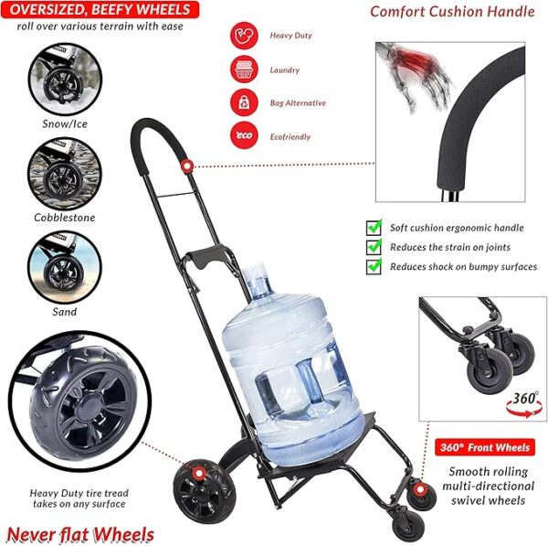 dbest products Trolley Dolly Rover, 4 Wheeled Push Folding Utility Cart Hand Truck Platform Swivel Wheels Garden Lightweight Luggage Carretilla de Carga Plegable - Image 2