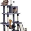 Yaheetech Large Multi-Level Cat Tree, 63 Inches Tall with Sisal-Covered Scratching Posts, Condo, Hammock, Dangling Ball, and Extended Platform for Cats to Play and Sleep