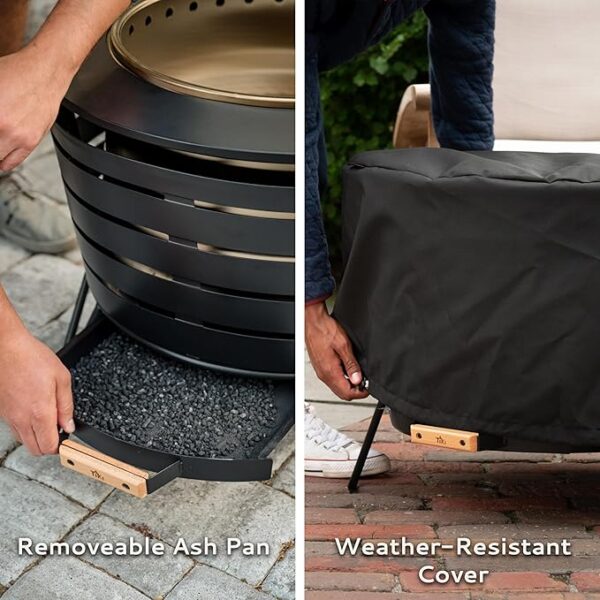 TIKI 25-Inch Smokeless Patio Fire Pit, Wood Burning with Removable Ash Pan & Weather-Resistant Cover, Modern Black Design – Ideal Outdoor Smokeless Fire Pit for Backyard & Patio - Image 2